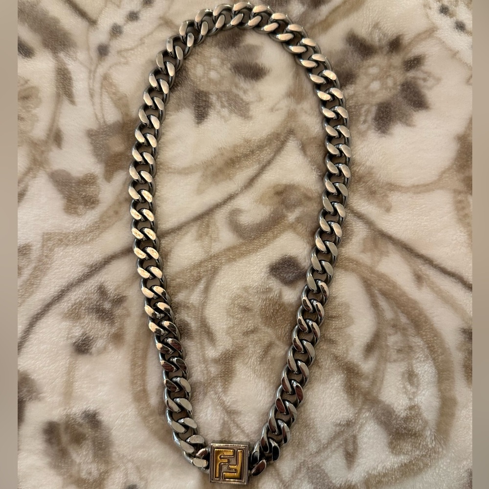 Fendi Palladium And Gold Silver Necklace